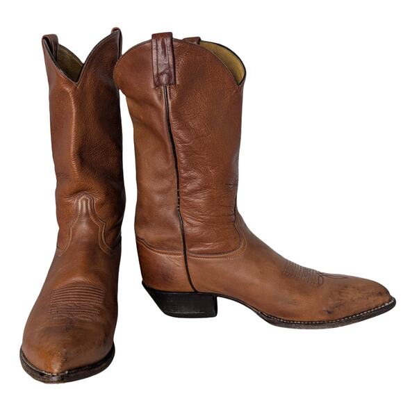 Tony Lama Men\'s Ol\' Buck Tan Cowboy Boots 10.5D Style 6152 Vintage main image 8